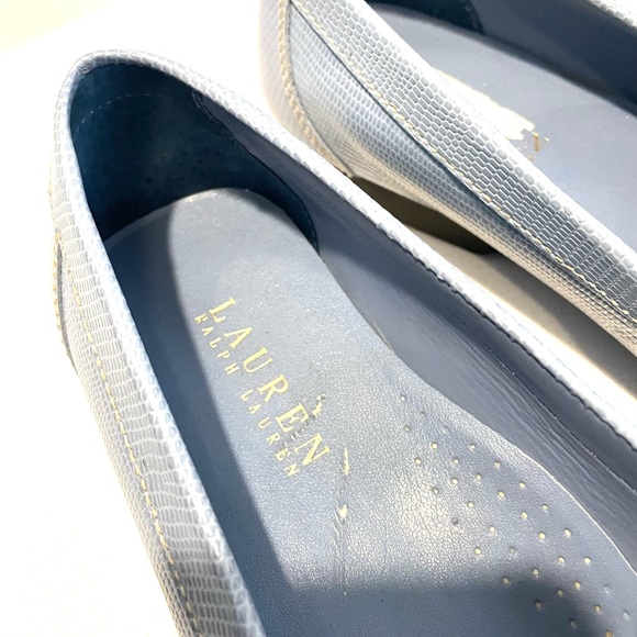 Ralph Lauren Light Blue Margaret Leather Loafers - Picture 9 of 11
